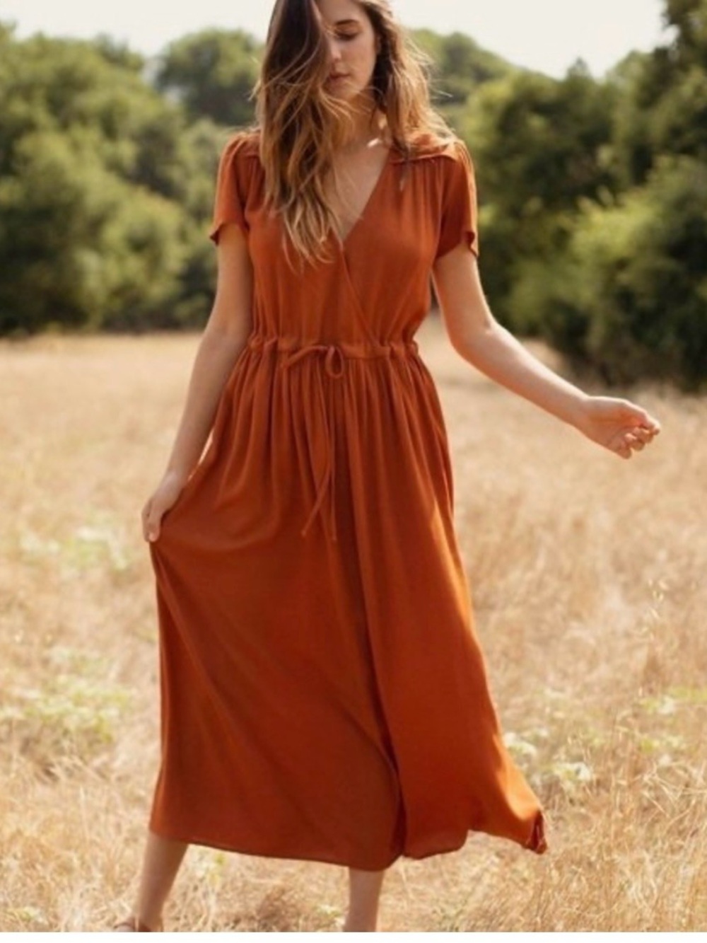 Christy Dawn The Dawn Dress in Rust Silk (XL)